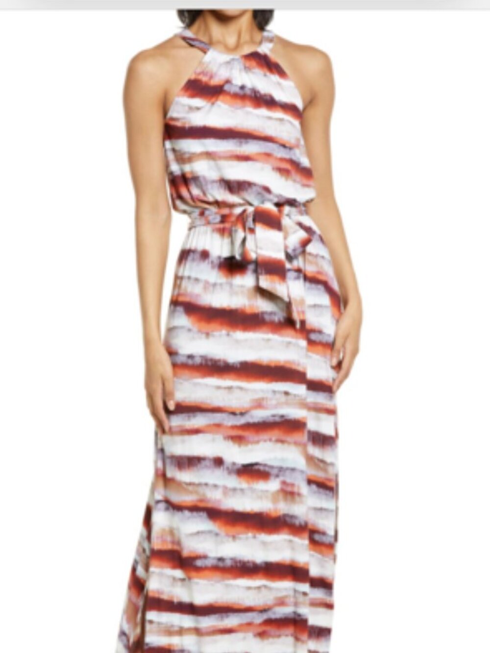 Ilse Jacobsen Halter Maxi Dress with Two Side Vent Slits